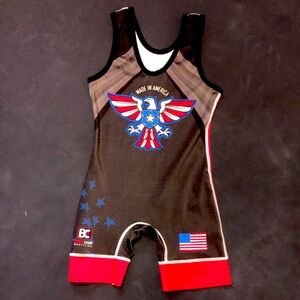 ☠️Blue chip, kids, wrestling singlet, size YM, MADE IN AMERICA, EUC